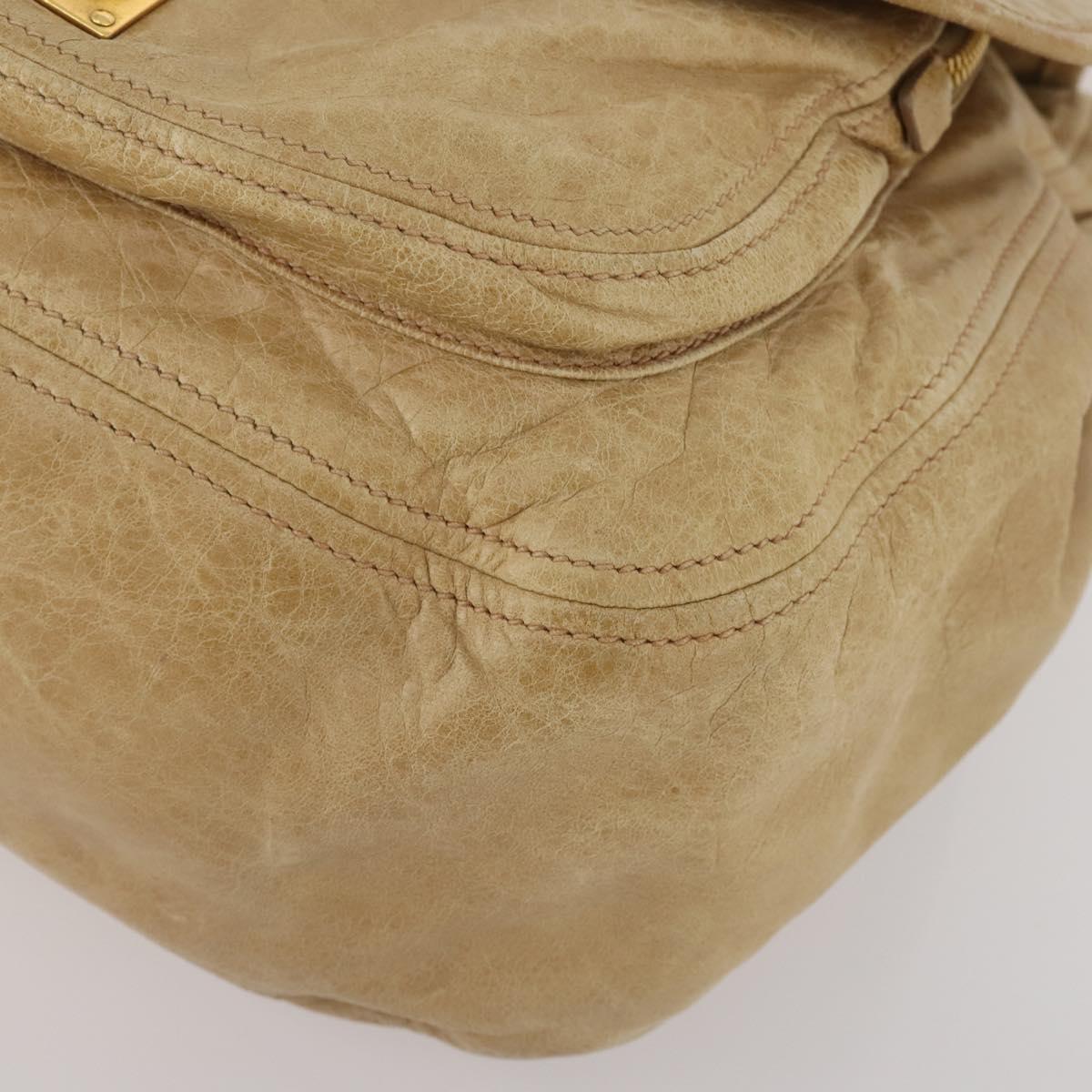 Miu Miu Shoulder Bag Leather 2way Beige Gold Auth 199120A