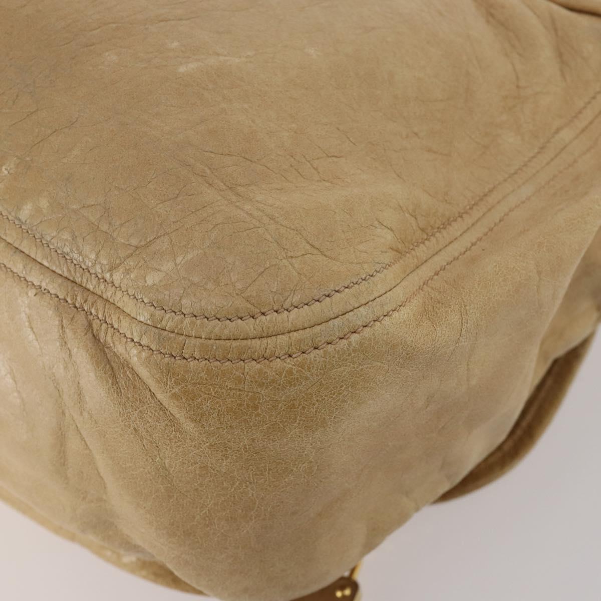 Miu Miu Shoulder Bag Leather 2way Beige Gold Auth 199120A