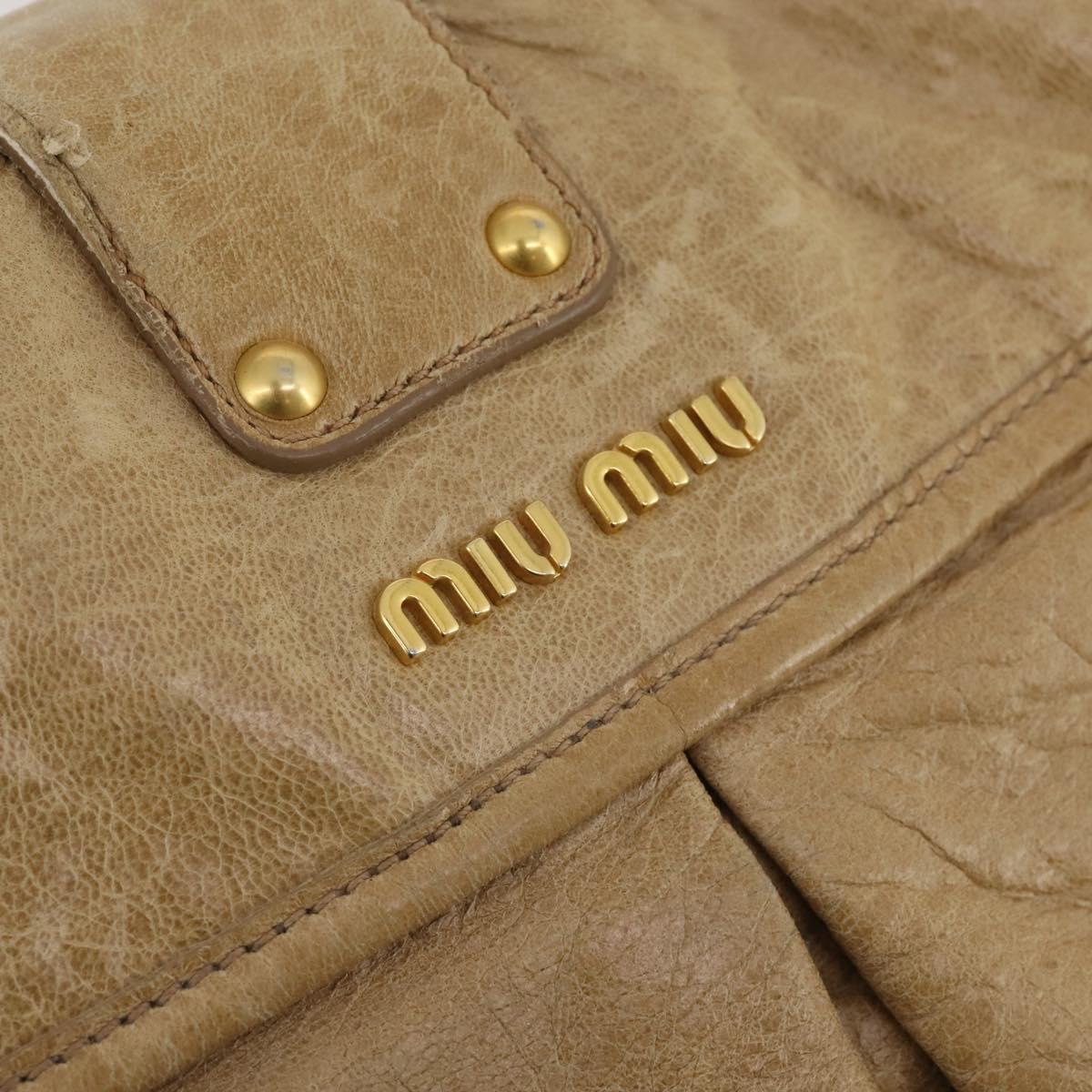 Miu Miu Shoulder Bag Leather 2way Beige Gold Auth 199120A