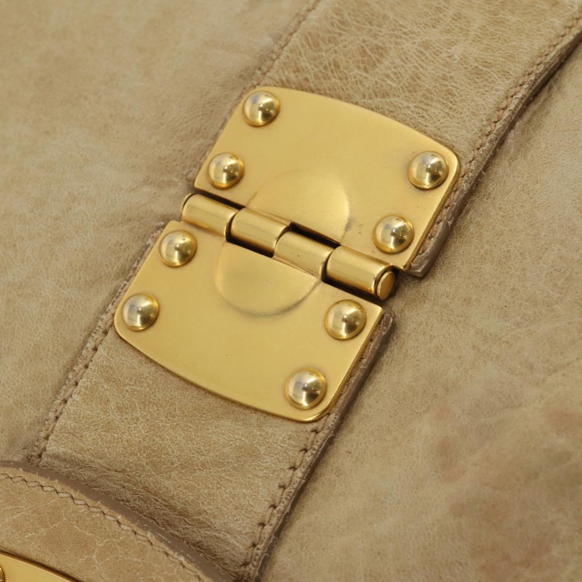 Miu Miu Shoulder Bag Leather 2way Beige Gold Auth 199120A