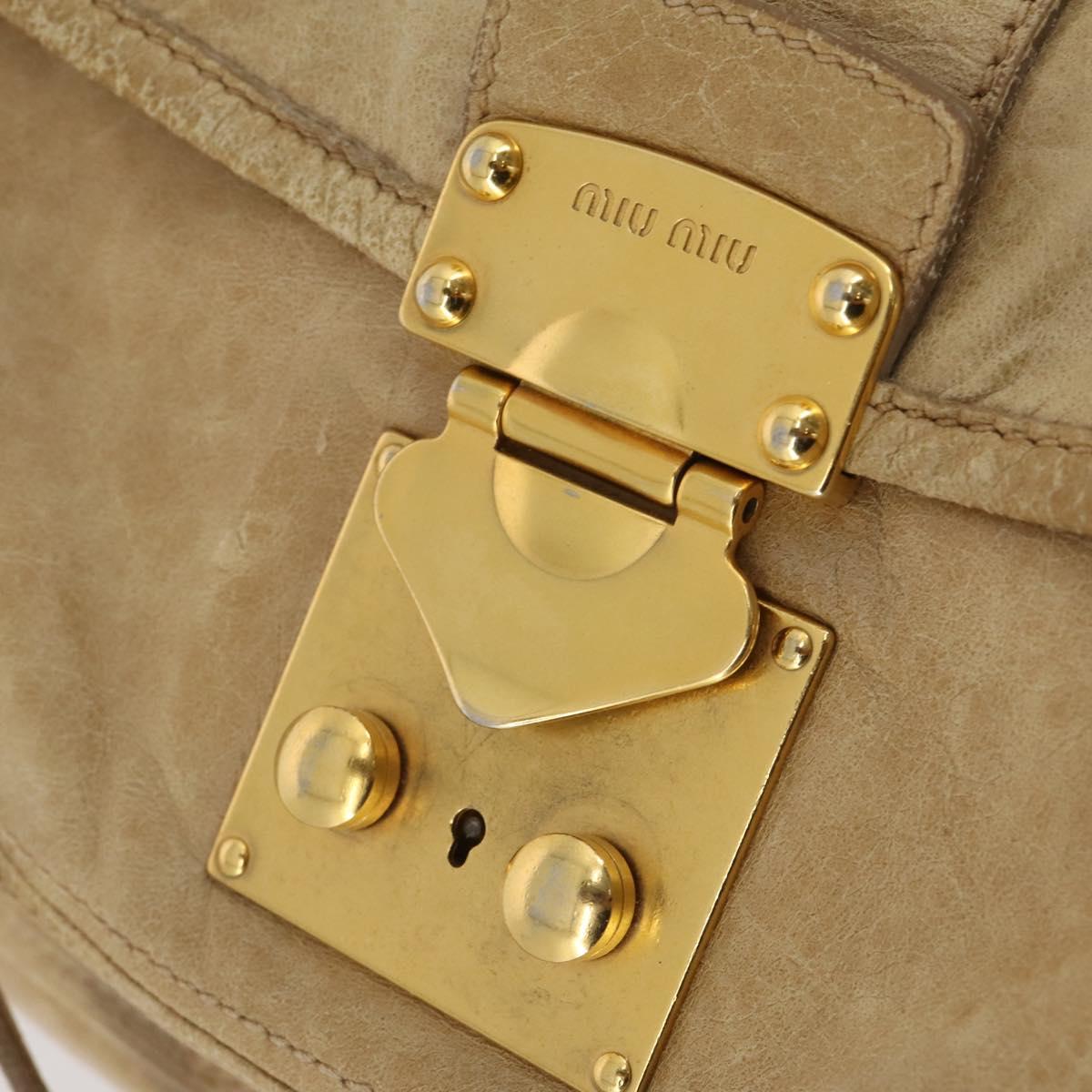 Miu Miu Shoulder Bag Leather 2way Beige Gold Auth 199120A
