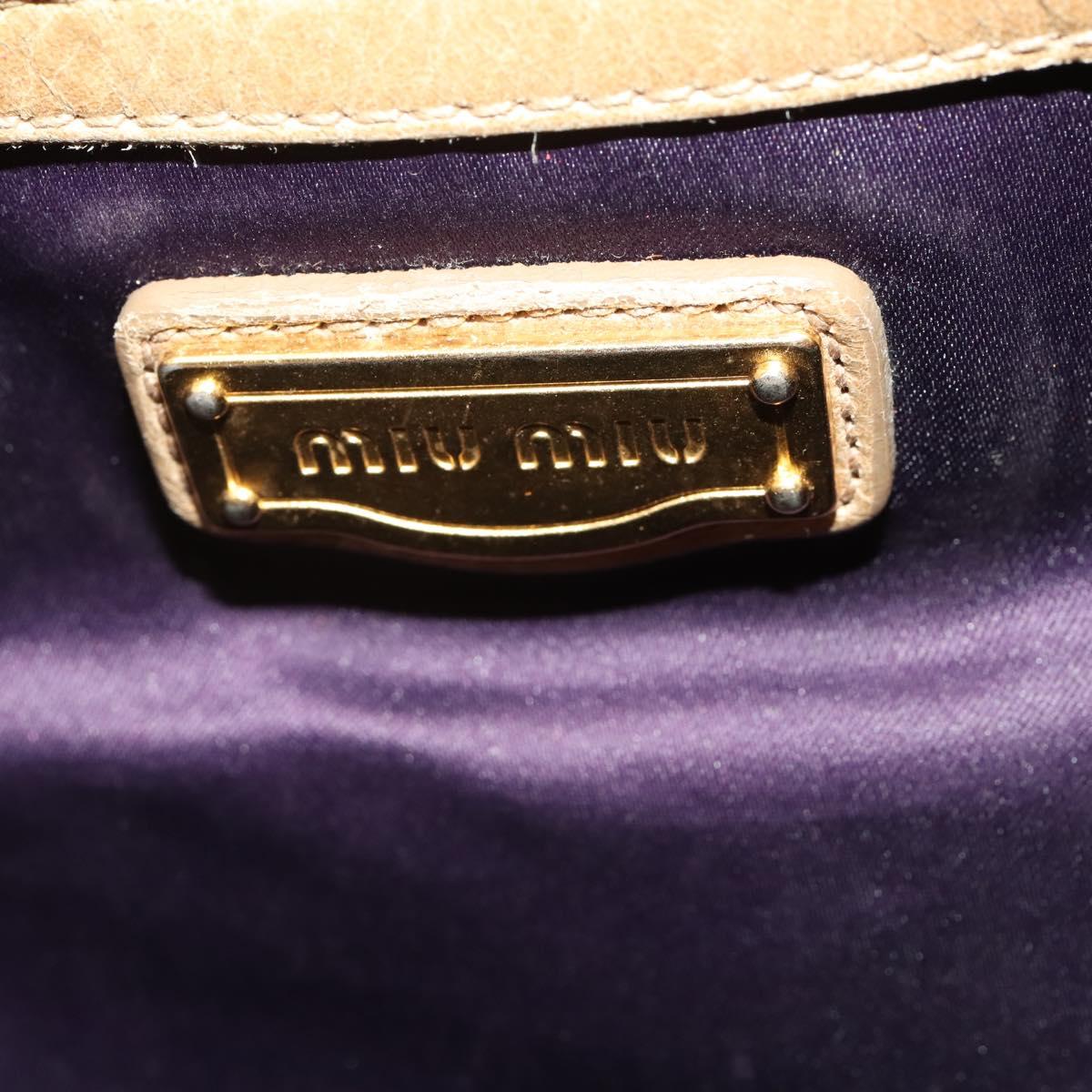 Miu Miu Shoulder Bag Leather 2way Beige Gold Auth 199120A