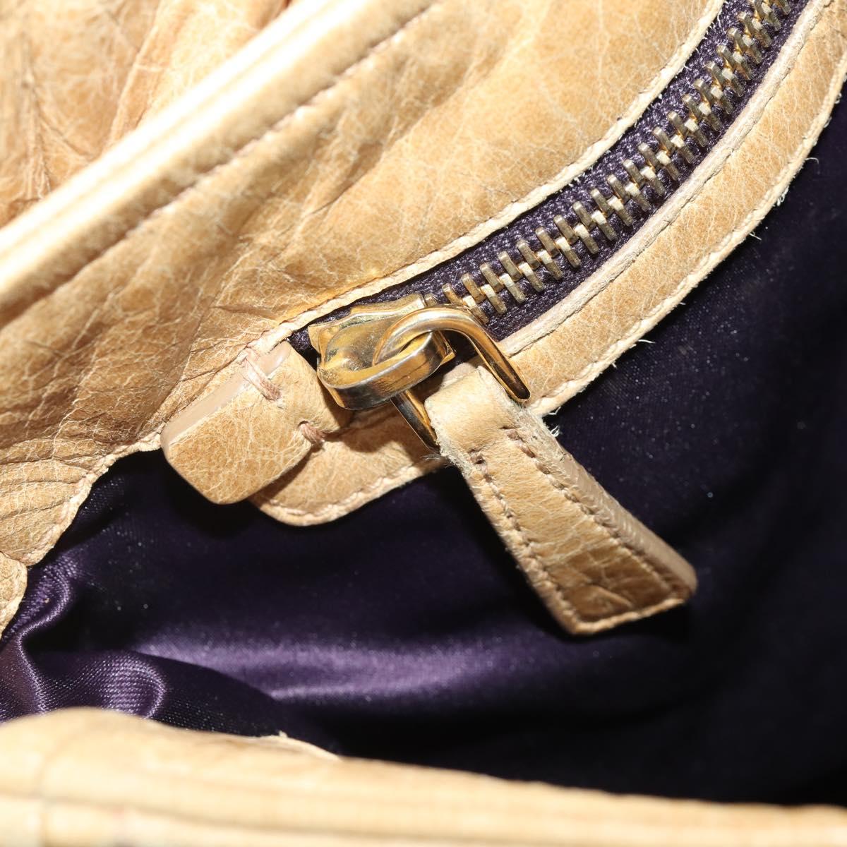 Miu Miu Shoulder Bag Leather 2way Beige Gold Auth 199120A