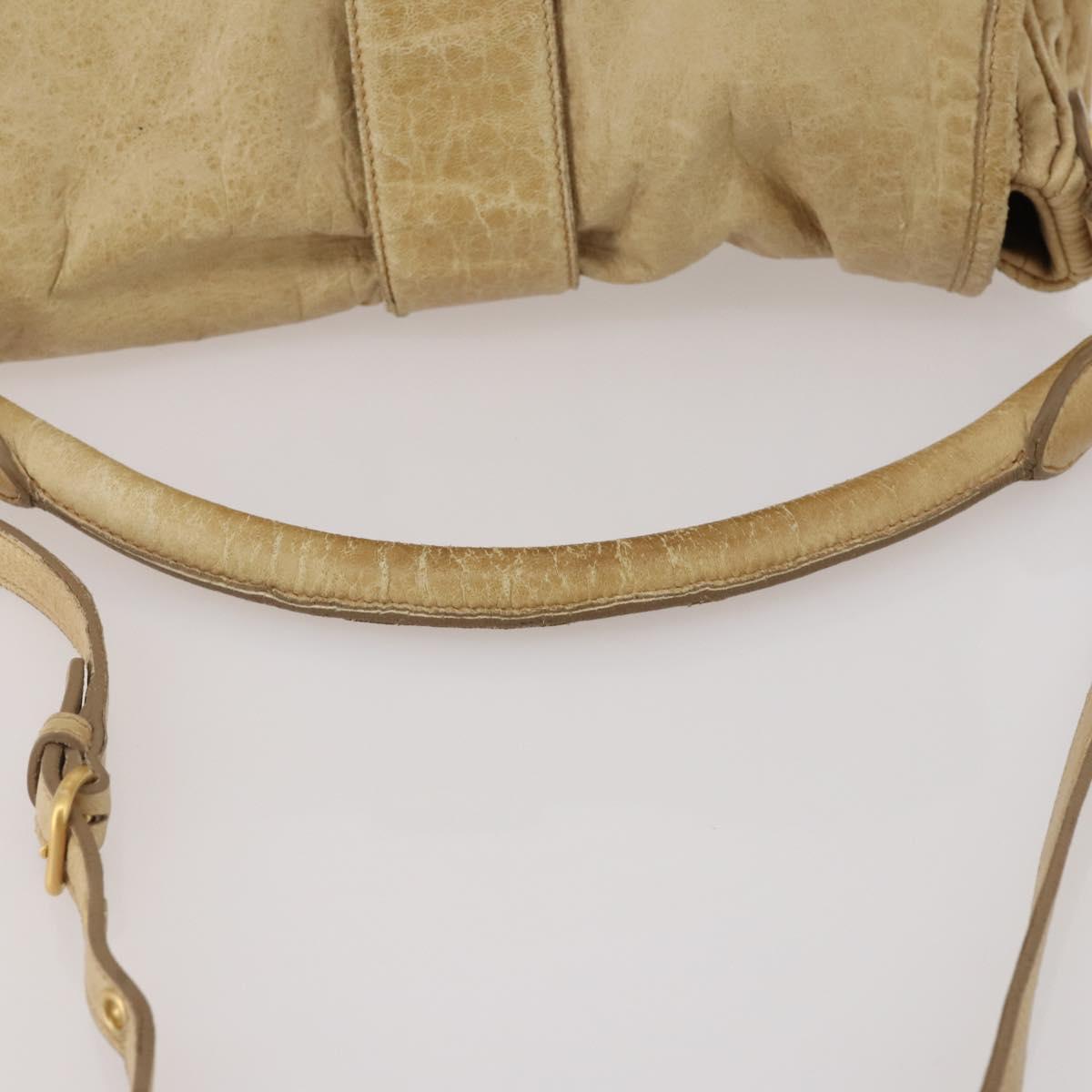 Miu Miu Shoulder Bag Leather 2way Beige Gold Auth 199120A