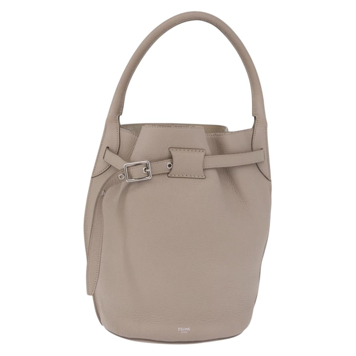 CELINE Big Bag Bucket Hand Bag Leather Gray Silver Auth 199121V