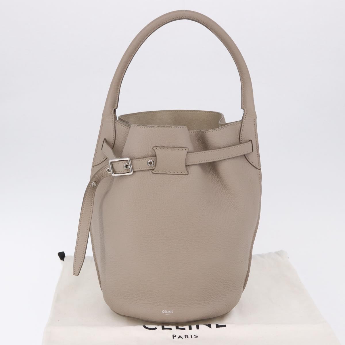 CELINE Big Bag Bucket Hand Bag Leather Gray Silver Auth 199121V