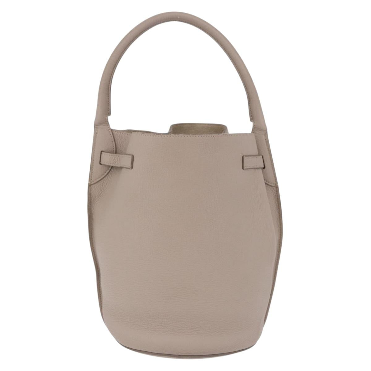 CELINE Big Bag Bucket Hand Bag Leather Gray Silver Auth 199121V