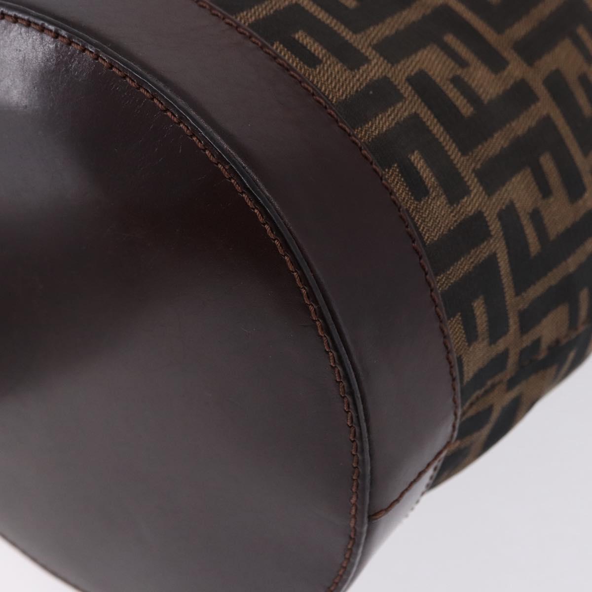FENDI Zucca Canvas Shoulder Bag Brown Black Auth 199123V