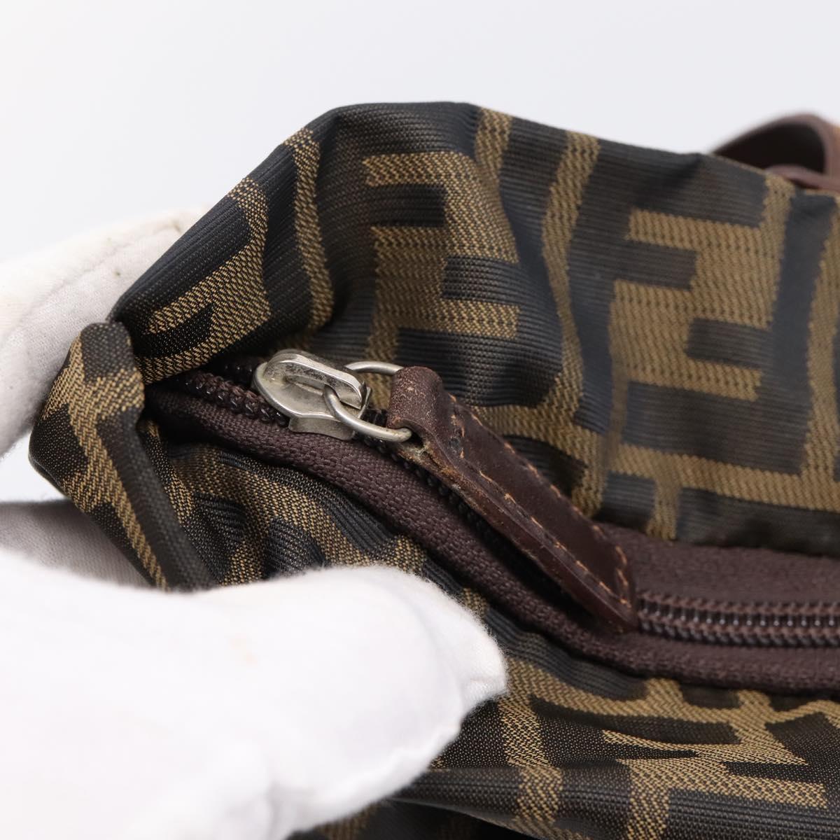 FENDI Zucca Canvas Hand Bag Black Brown Auth 199124