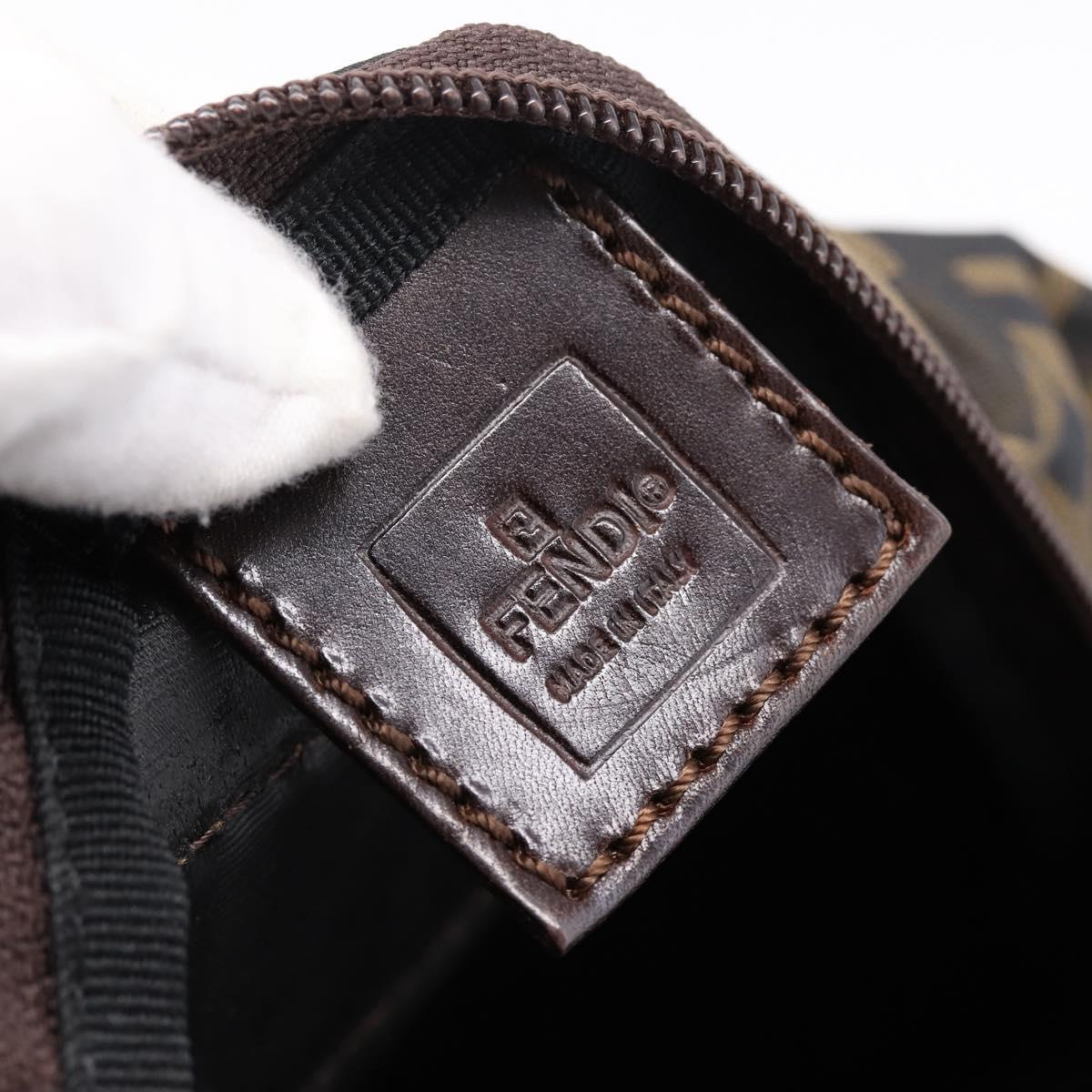 FENDI Zucca Canvas Hand Bag Black Brown Auth 199124