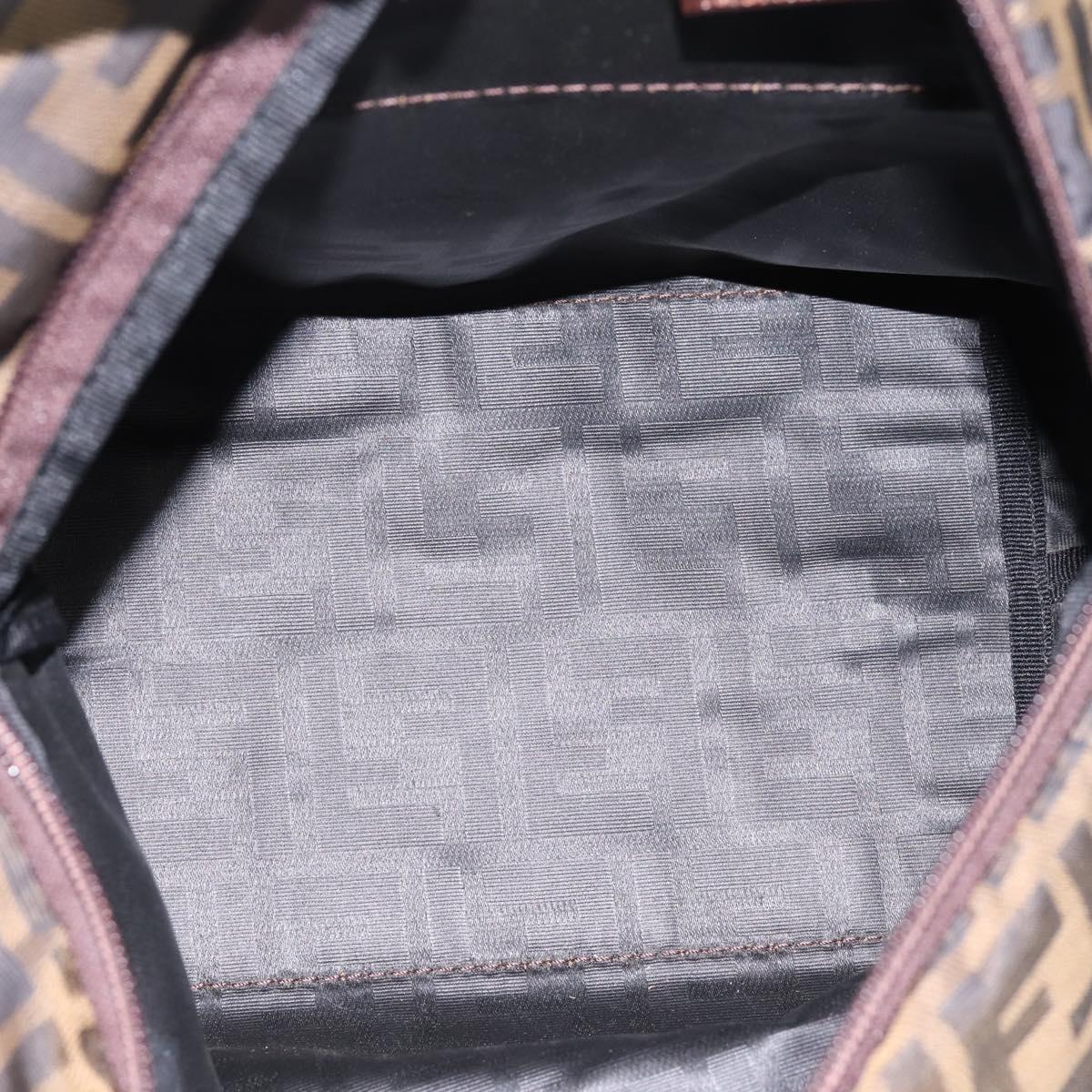 FENDI Zucca Canvas Hand Bag Black Brown Auth 199124