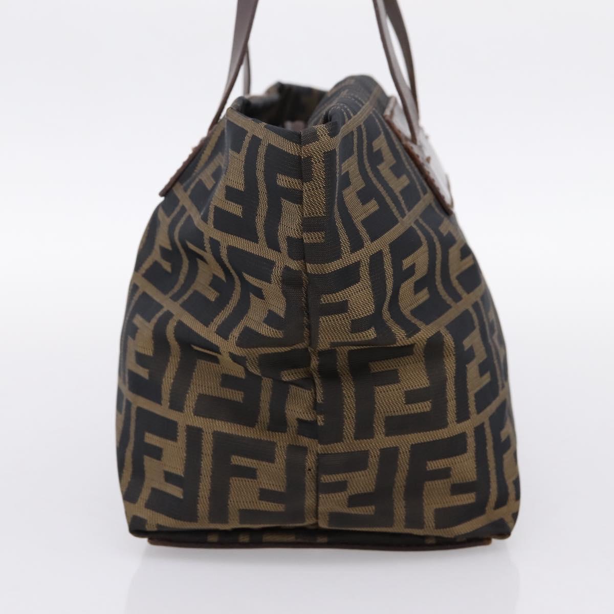 FENDI Zucca Canvas Hand Bag Black Brown Auth 199124