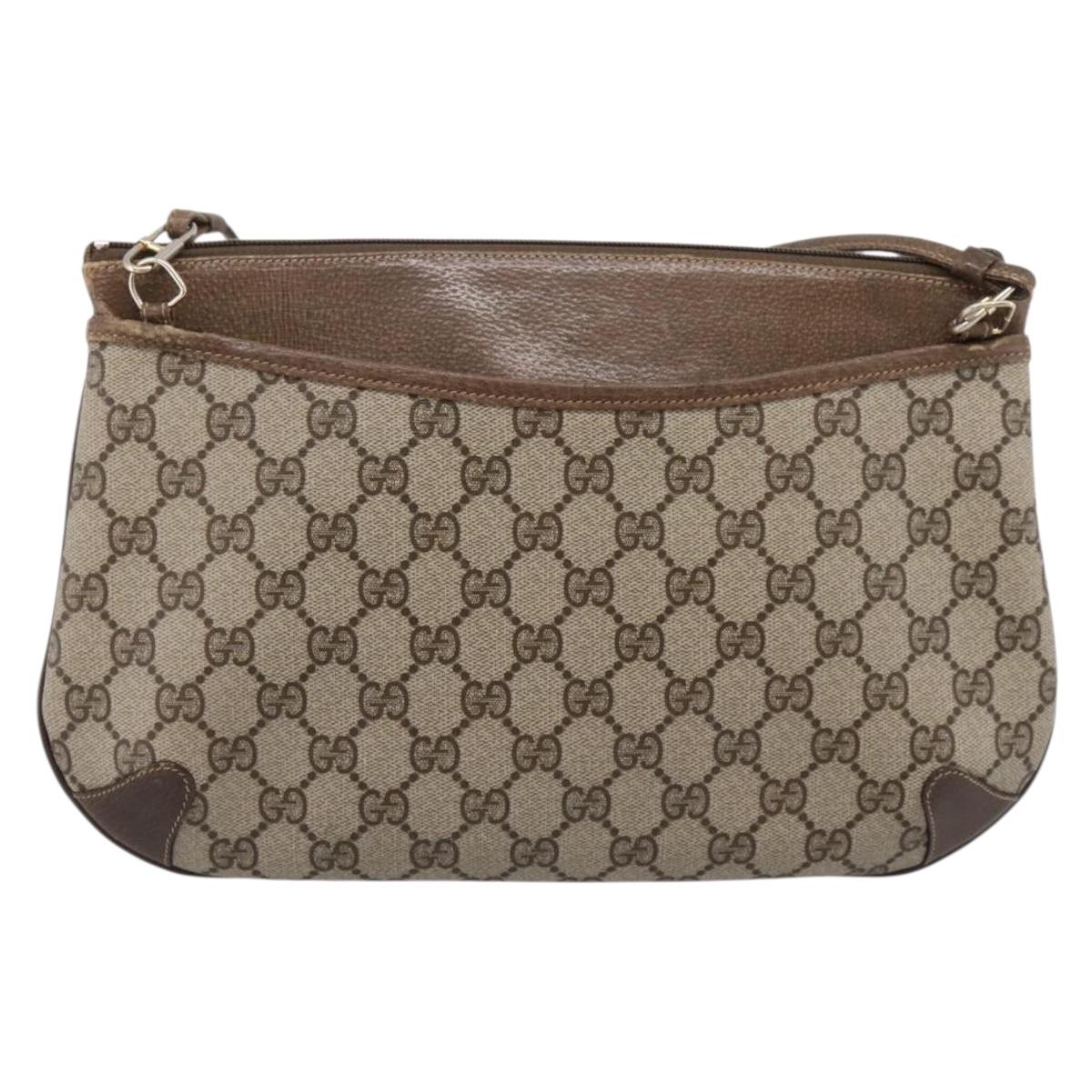 GUCCI GG Supreme Web Sherry Line Bag PVC Beige Gold 904 02 026 Auth 199125