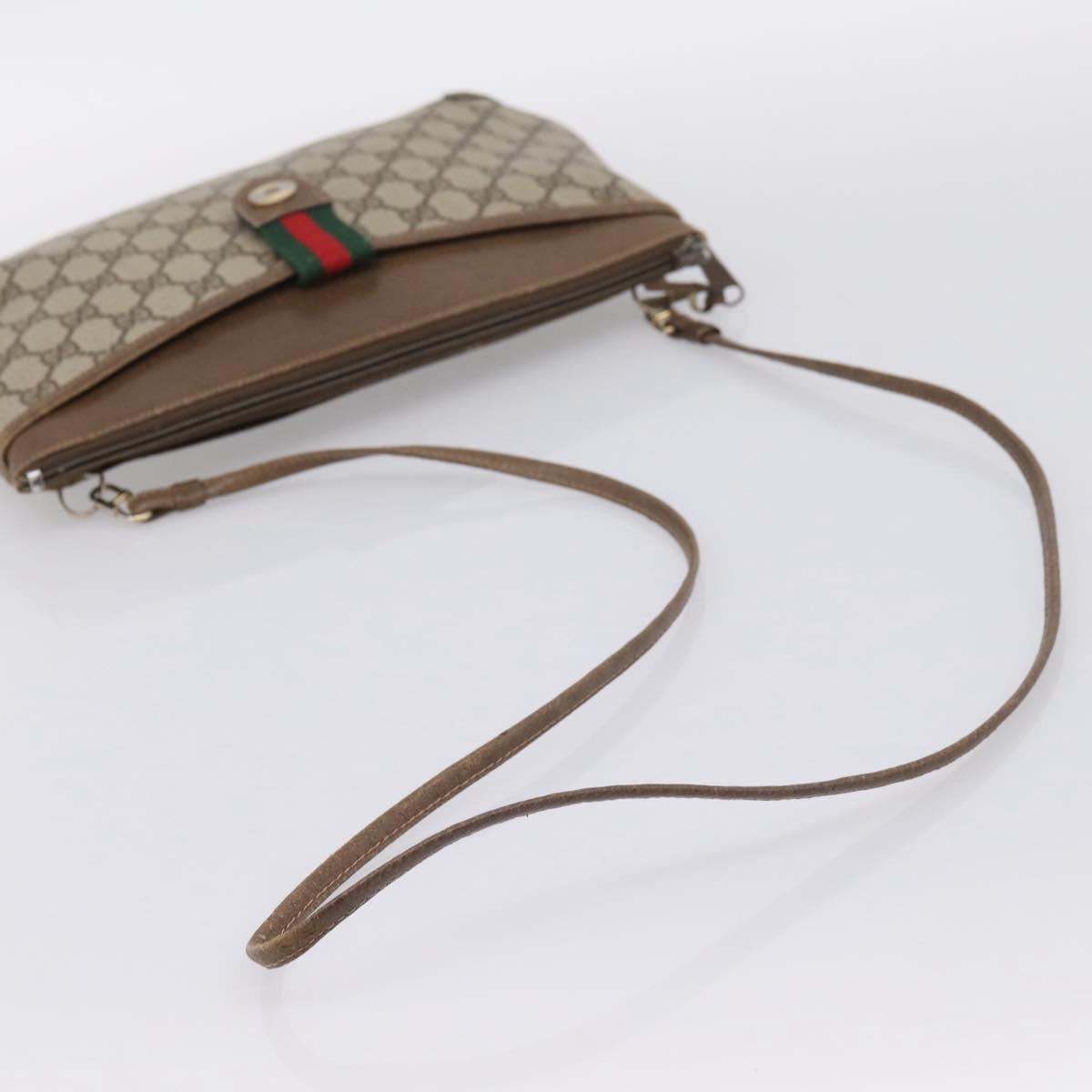 GUCCI GG Supreme Web Sherry Line Bag PVC Beige Gold 904 02 026 Auth 199125