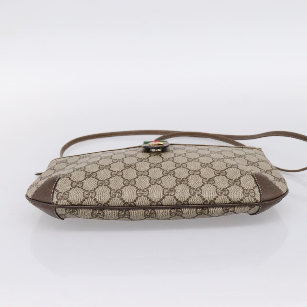 GUCCI GG Supreme Web Sherry Line Bag PVC Beige Gold 904 02 026 Auth 199125