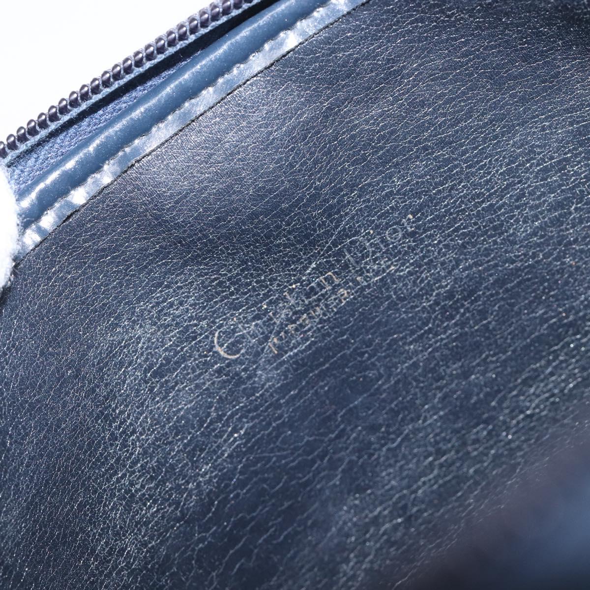 Christian Dior Trotter Canvas Shoulder Bag Navy Gold Auth 199128