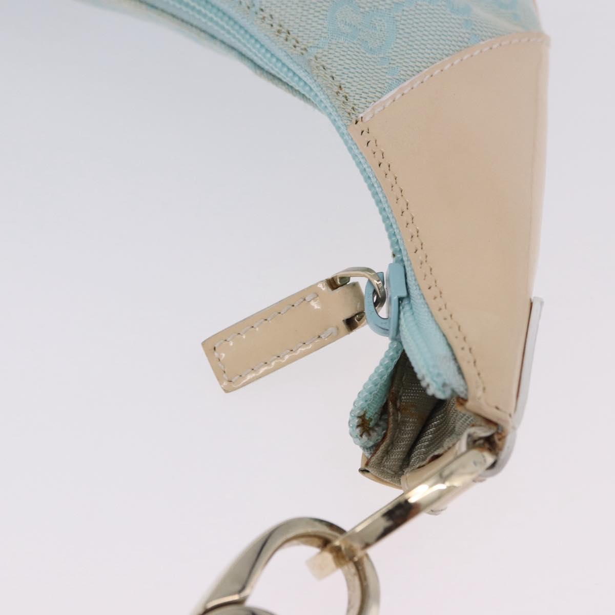 GUCCI GG Canvas Shoulder Bag Outlet Light Blue Gold 001 4158 Auth 199129V