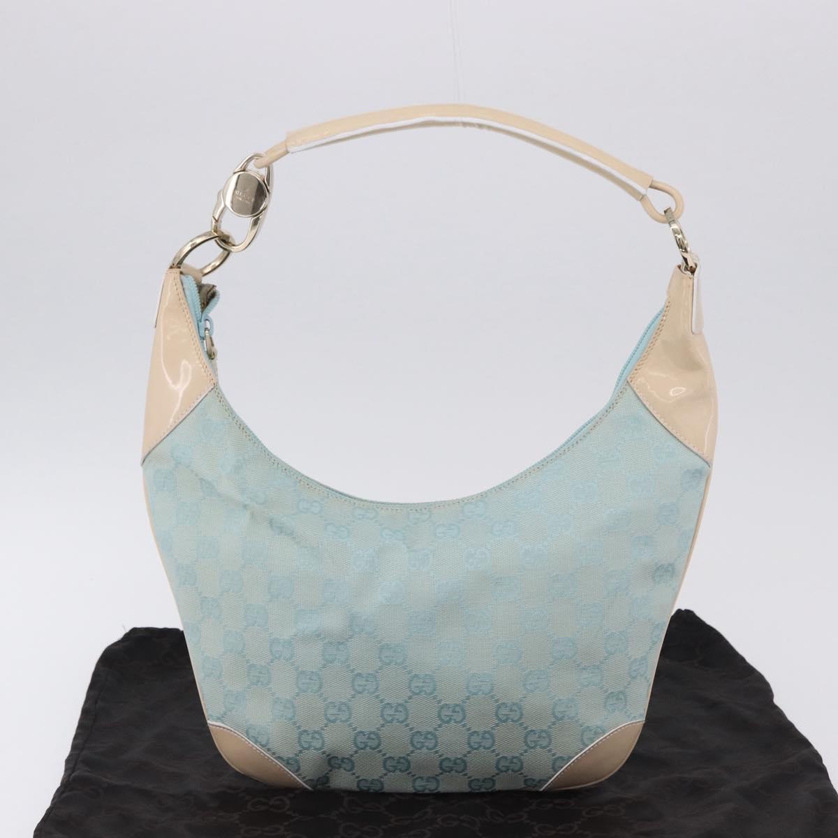 GUCCI GG Canvas Shoulder Bag Outlet Light Blue Gold 001 4158 Auth 199129V