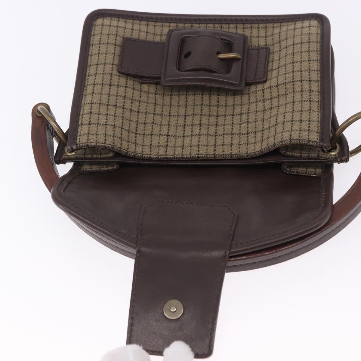 Miu Miu Hand Bag Wool Beige Gold Auth 199131V