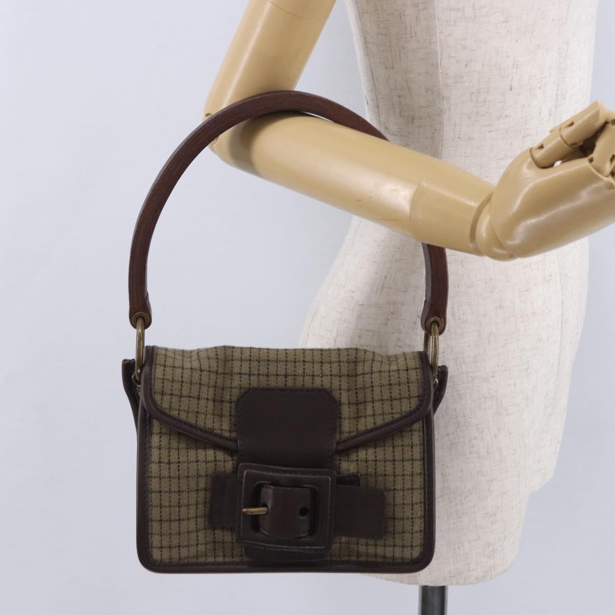 Miu Miu Hand Bag Wool Beige Gold Auth 199131V