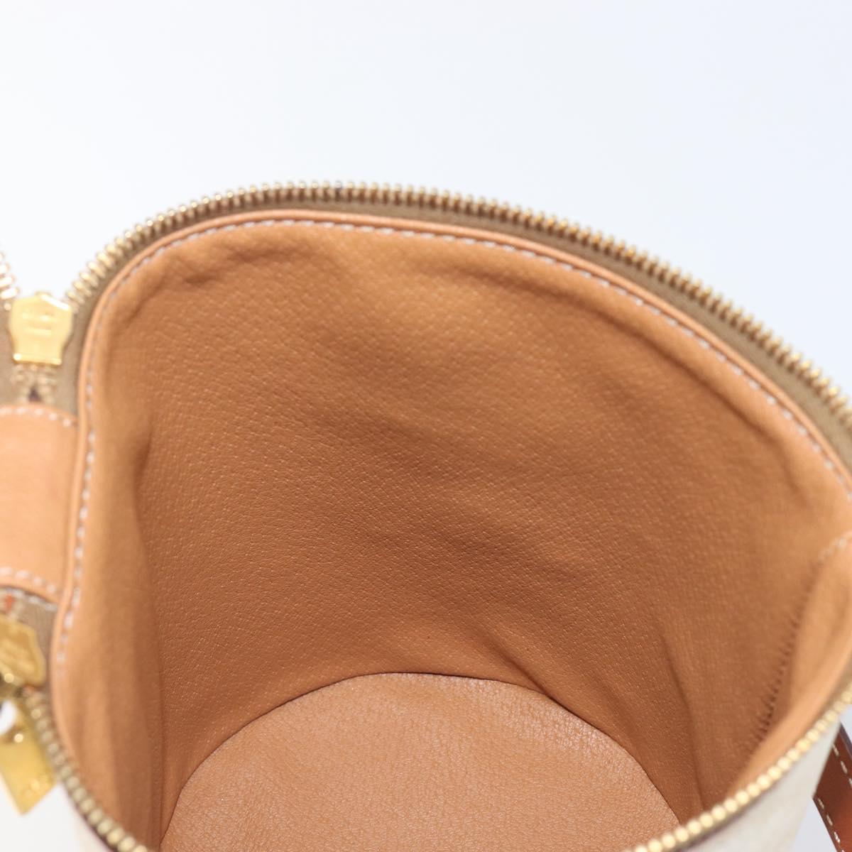 CELINE Macadam Canvas Shoulder Bag PVC Leather Ivory Gold Auth 199132A
