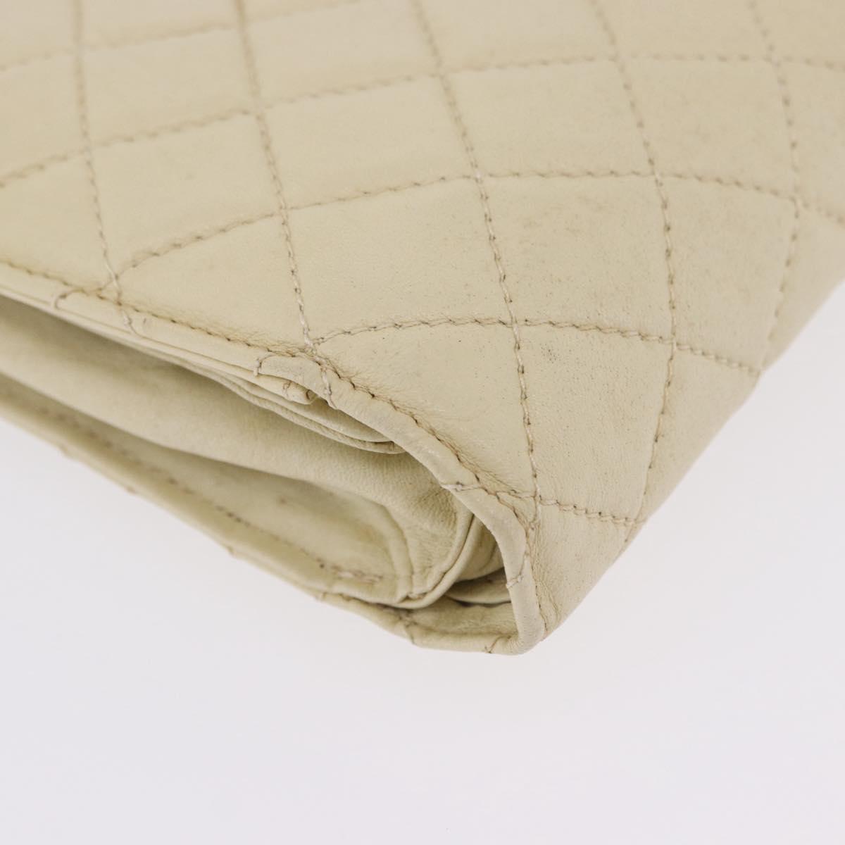 CHANEL Multi Case Matelasse Pouch Leather Ivory Gold CC Auth 199133