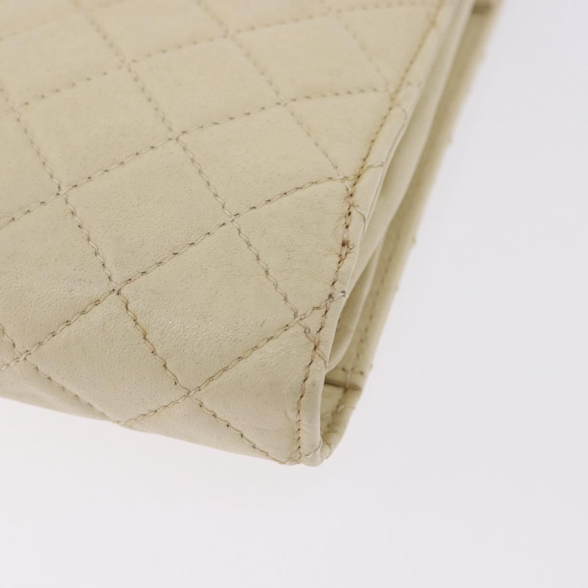 CHANEL Multi Case Matelasse Pouch Leather Ivory Gold CC Auth 199133