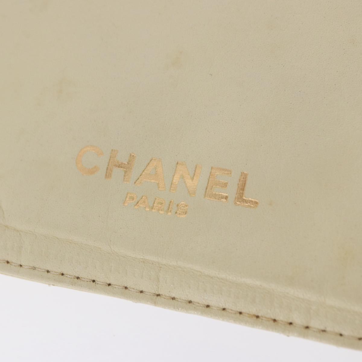 CHANEL Multi Case Matelasse Pouch Leather Ivory Gold CC Auth 199133