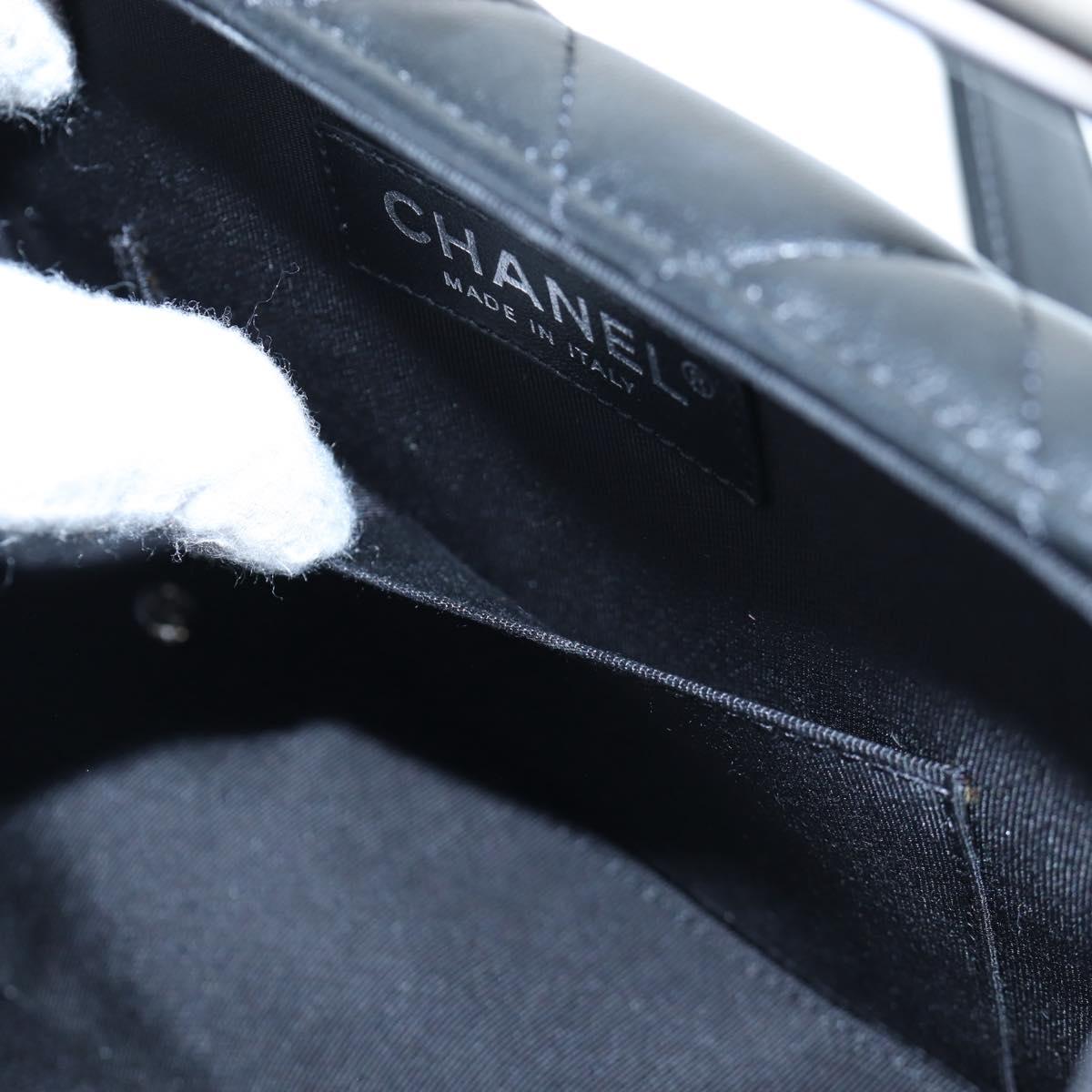 CHANEL Matelasse Hand Bag Lamb Skin 2way Black Silver CC Auth 199135SM