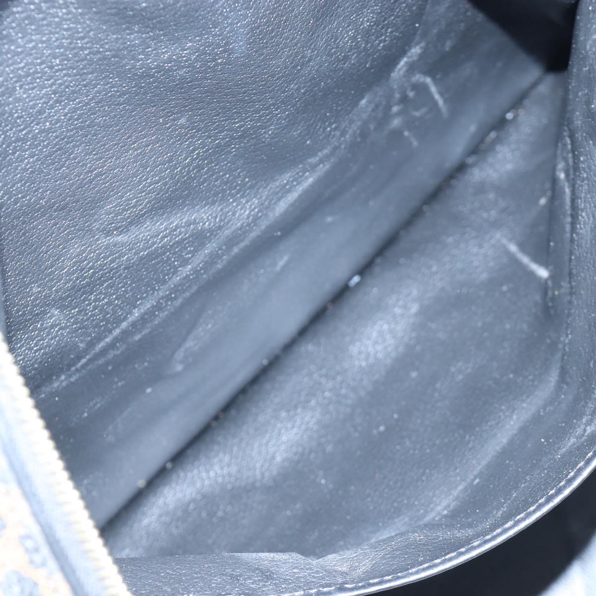 CELINE Macadam Canvas Boston Bag PVC Leather Black Gold Auth 199137V