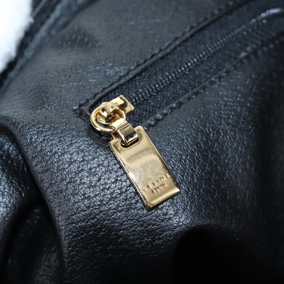 CELINE Macadam Canvas Boston Bag PVC Leather Black Gold Auth 199137V