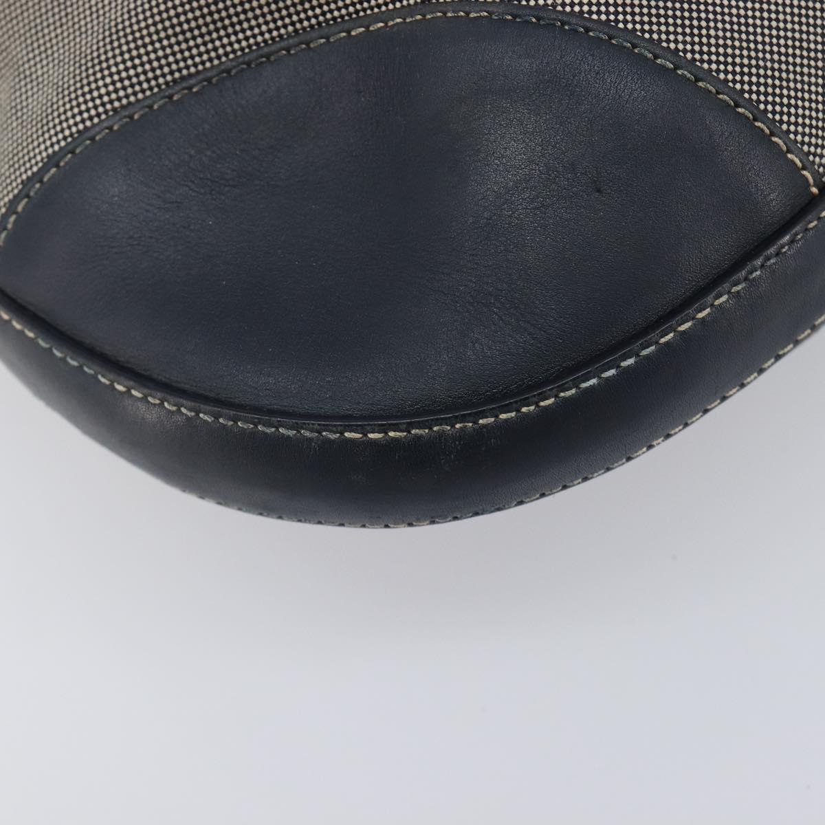 PRADA Jacquard Shoulder Bag Canvas Navy Gold Auth 199138V