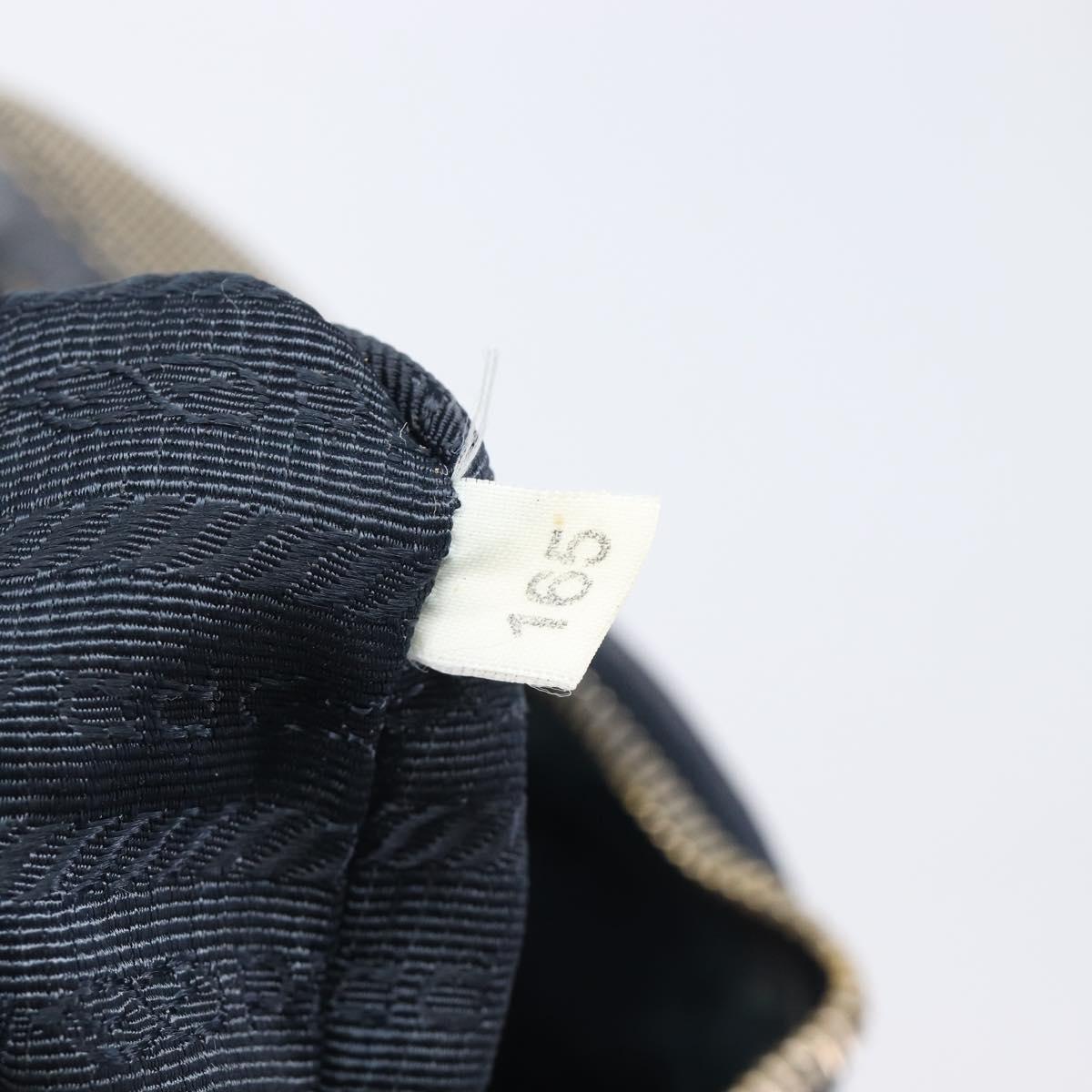 PRADA Jacquard Shoulder Bag Canvas Navy Gold Auth 199138V