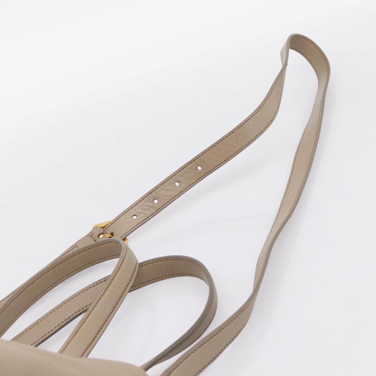 Miu Miu Tote Bag Leather 2way Beige Gold Auth 199139V