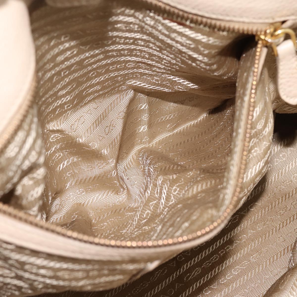 PRADA Hand Bag Vittero Dino Leather 2way Beige Gold Auth 199142V