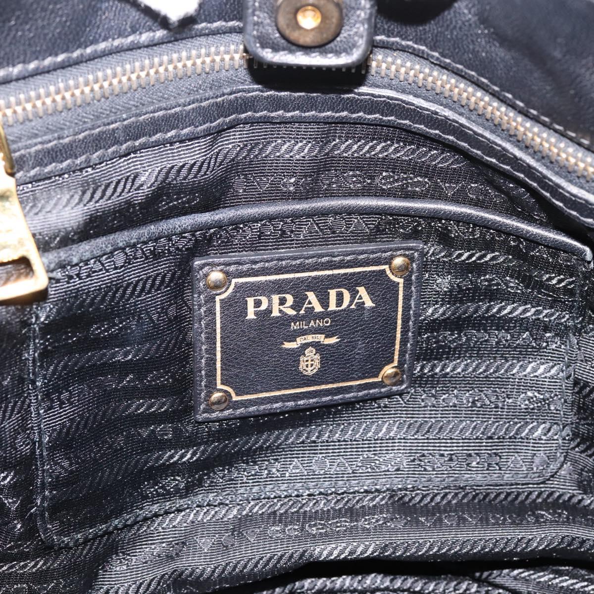 PRADA Gathered Hand Bag Nylon 2way Black Gold Auth 199147V