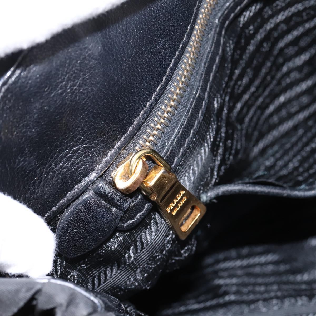 PRADA Gathered Hand Bag Nylon 2way Black Gold Auth 199147V