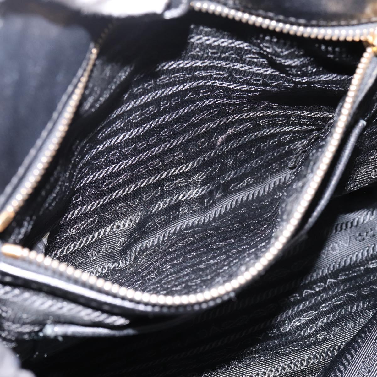 PRADA Gathered Hand Bag Nylon 2way Black Gold Auth 199147V