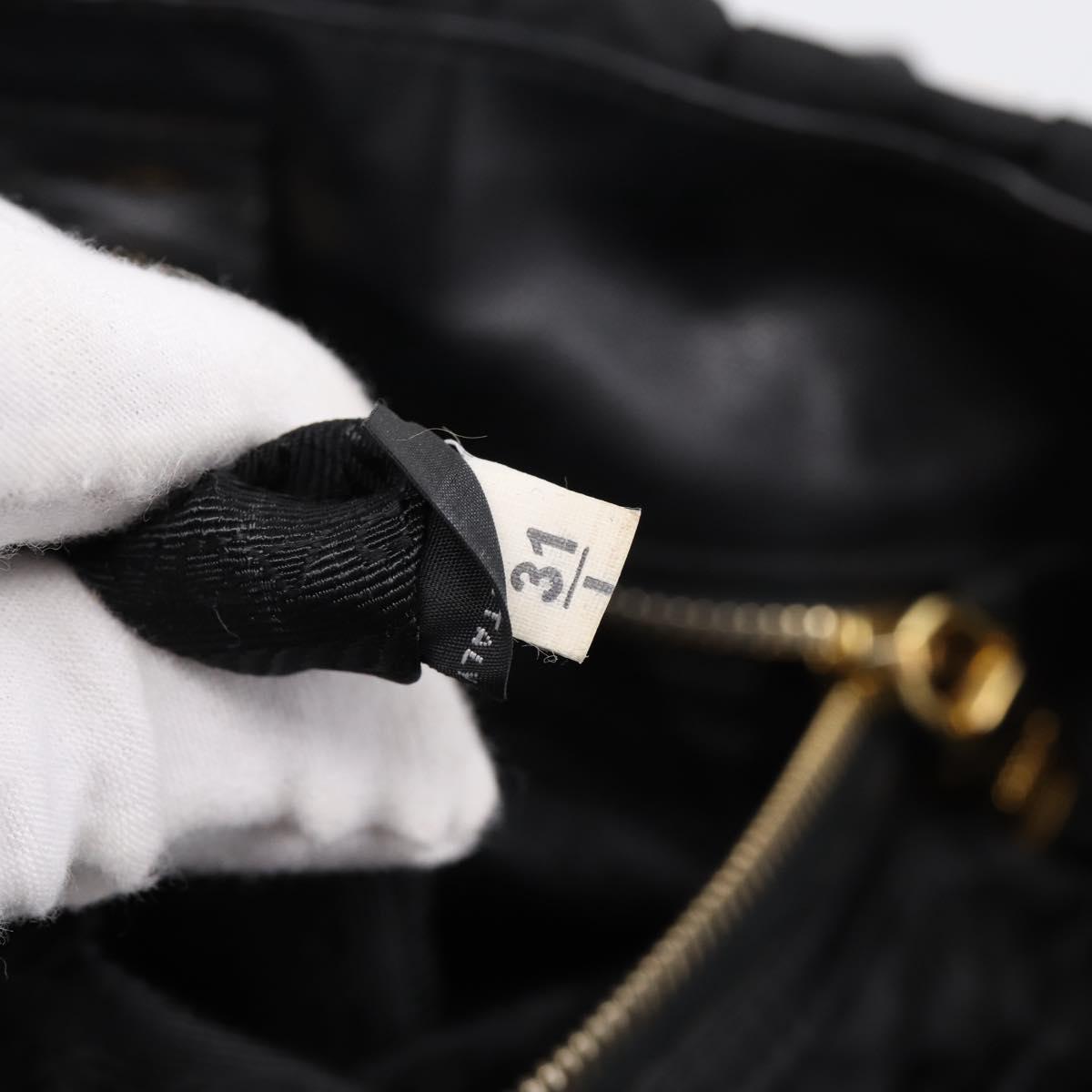PRADA Gathered Hand Bag Nylon 2way Black Gold Auth 199147V