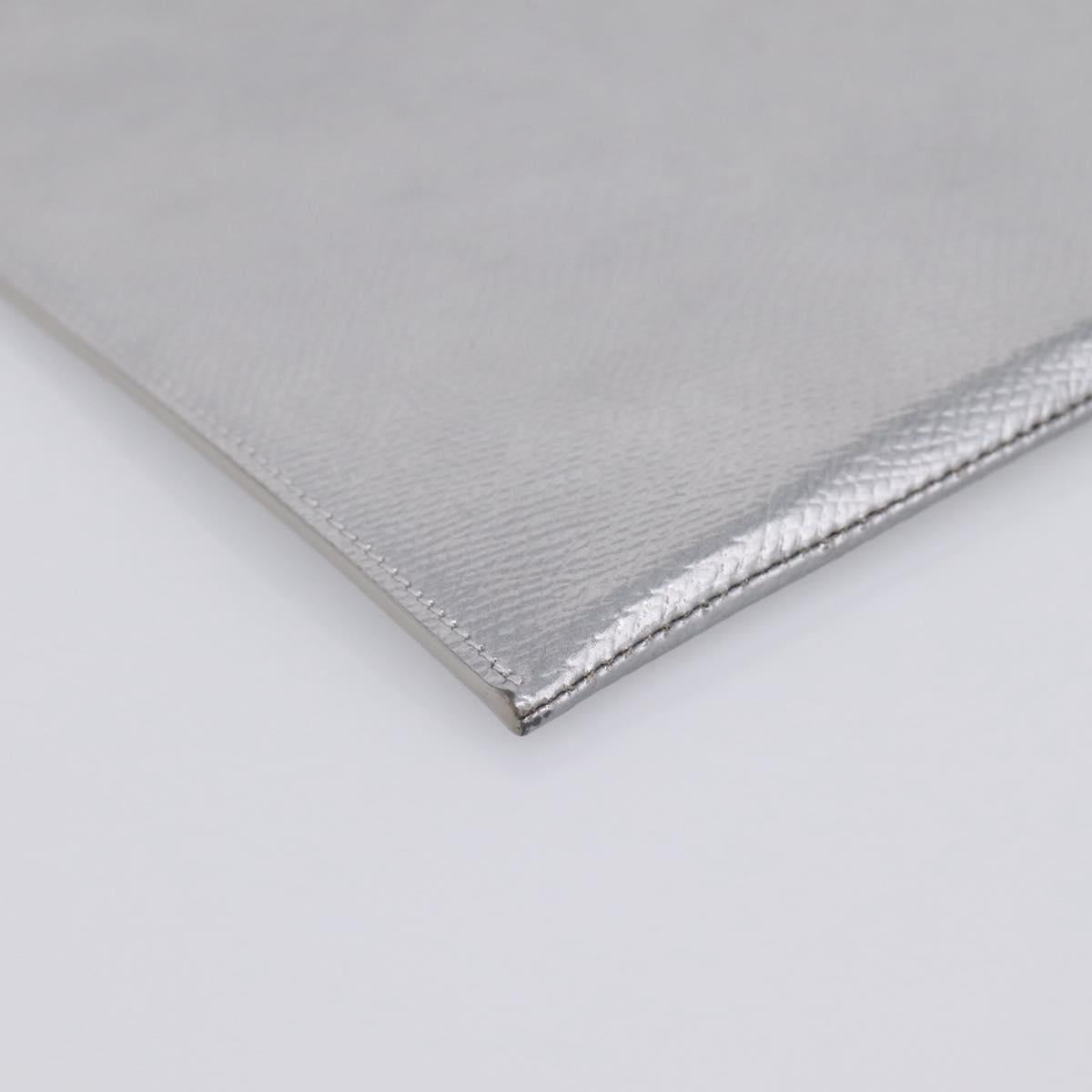 CELINE iPad Case Leather Silver Auth 199148