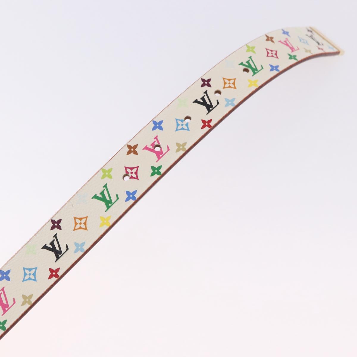 LOUIS VUITTON Multicolor Ceinture Carre Belt White M9682 LV Auth 199153V
