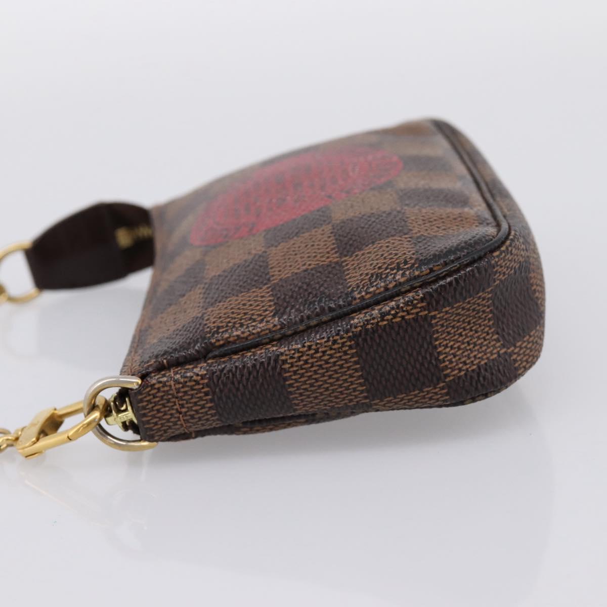 LOUIS VUITTON Damier Ebene T&B Mini Pochette Accessoires N58011 LV Auth 199155A