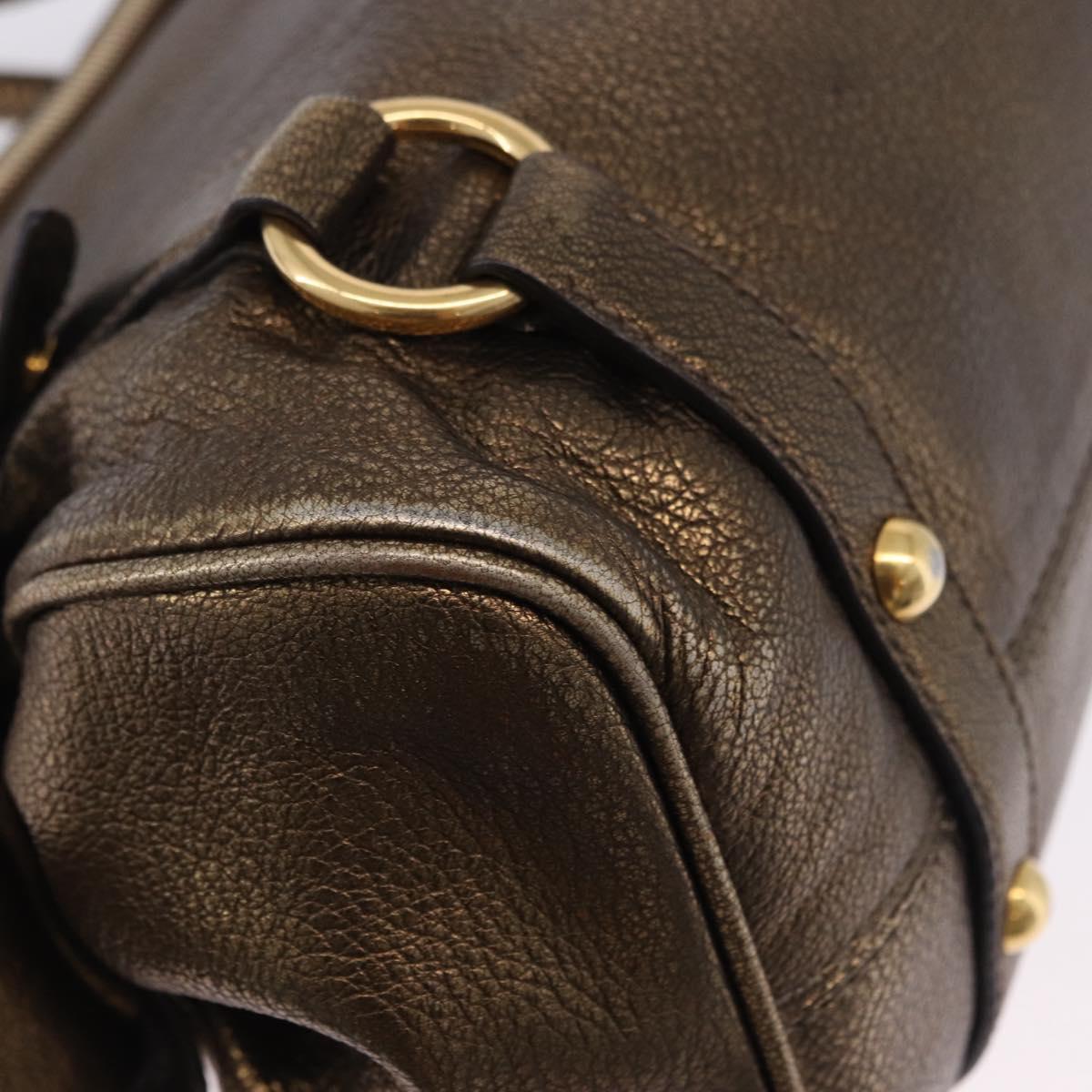 Miu Miu Hand Bag Vitellolux 2way Gold Auth 199156V