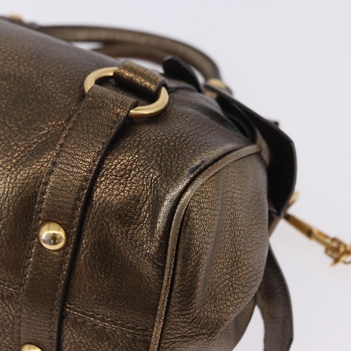 Miu Miu Hand Bag Vitellolux 2way Gold Auth 199156V