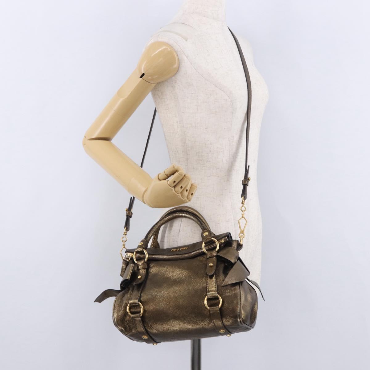 Miu Miu Hand Bag Vitellolux 2way Gold Auth 199156V