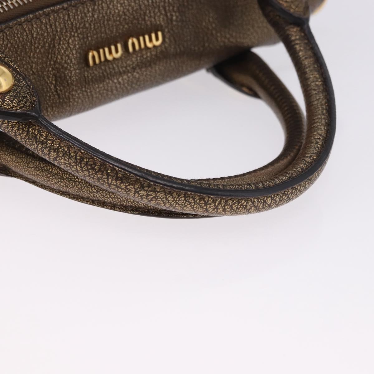 Miu Miu Hand Bag Vitellolux 2way Gold Auth 199156V