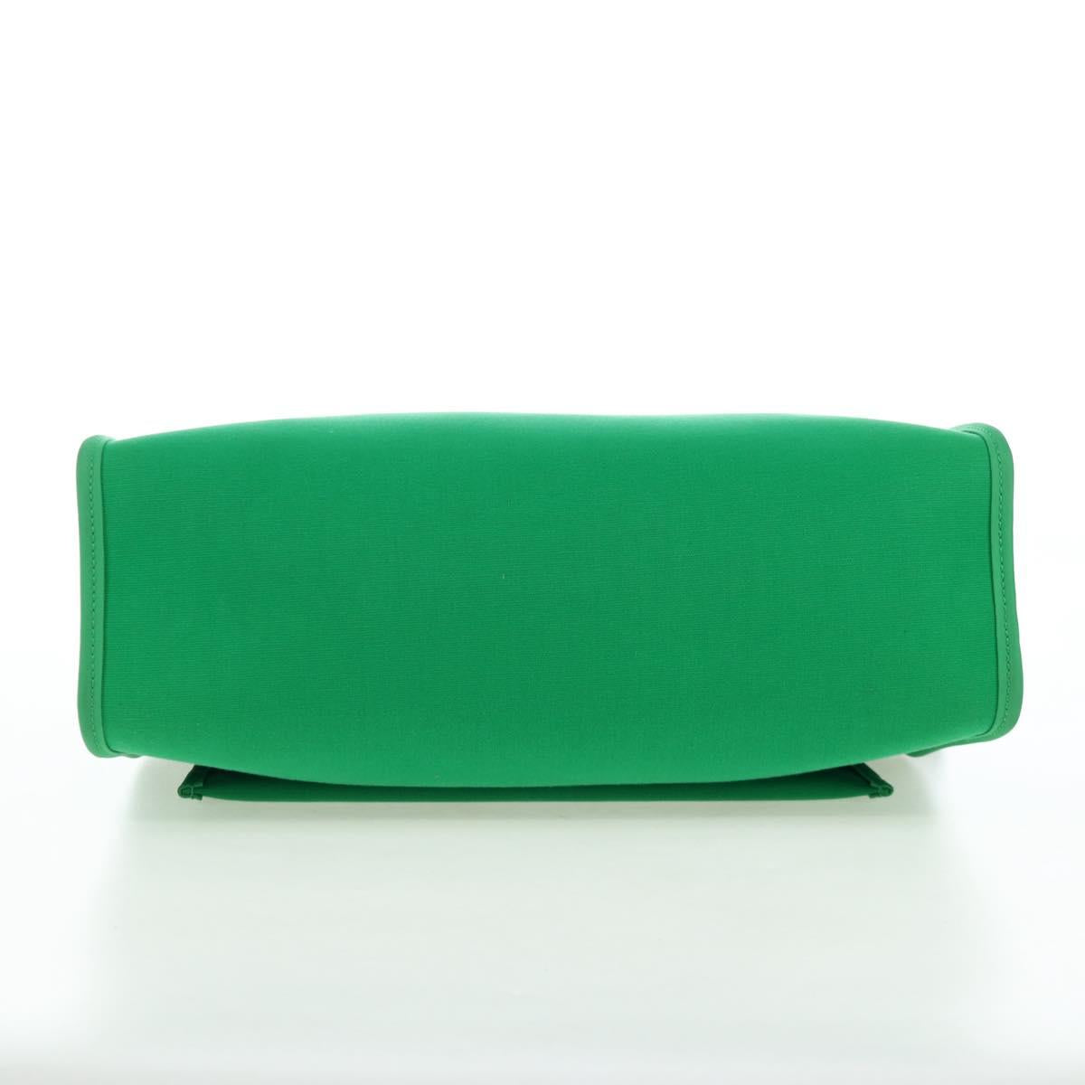 HERMES Air Zip PM Hand Bag Canvas 2way Green Silver Auth 199157SM