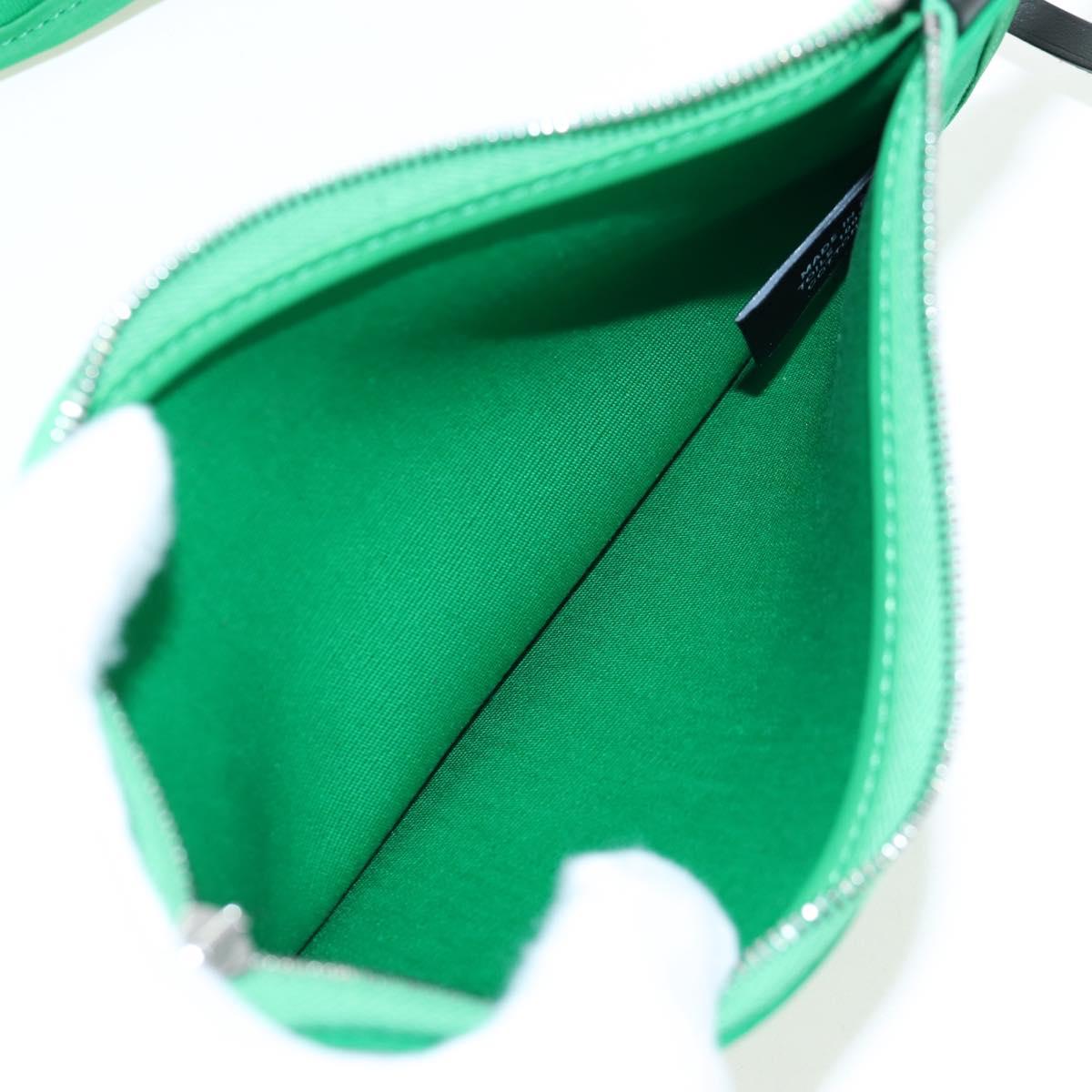 HERMES Air Zip PM Hand Bag Canvas 2way Green Silver Auth 199157SM