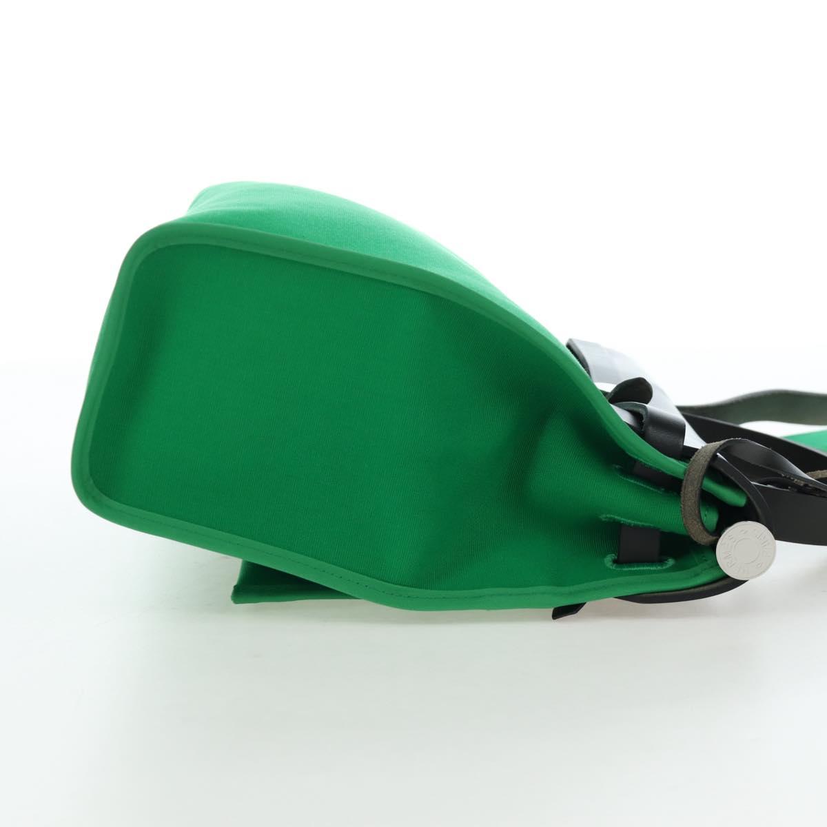 HERMES Air Zip PM Hand Bag Canvas 2way Green Silver Auth 199157SM