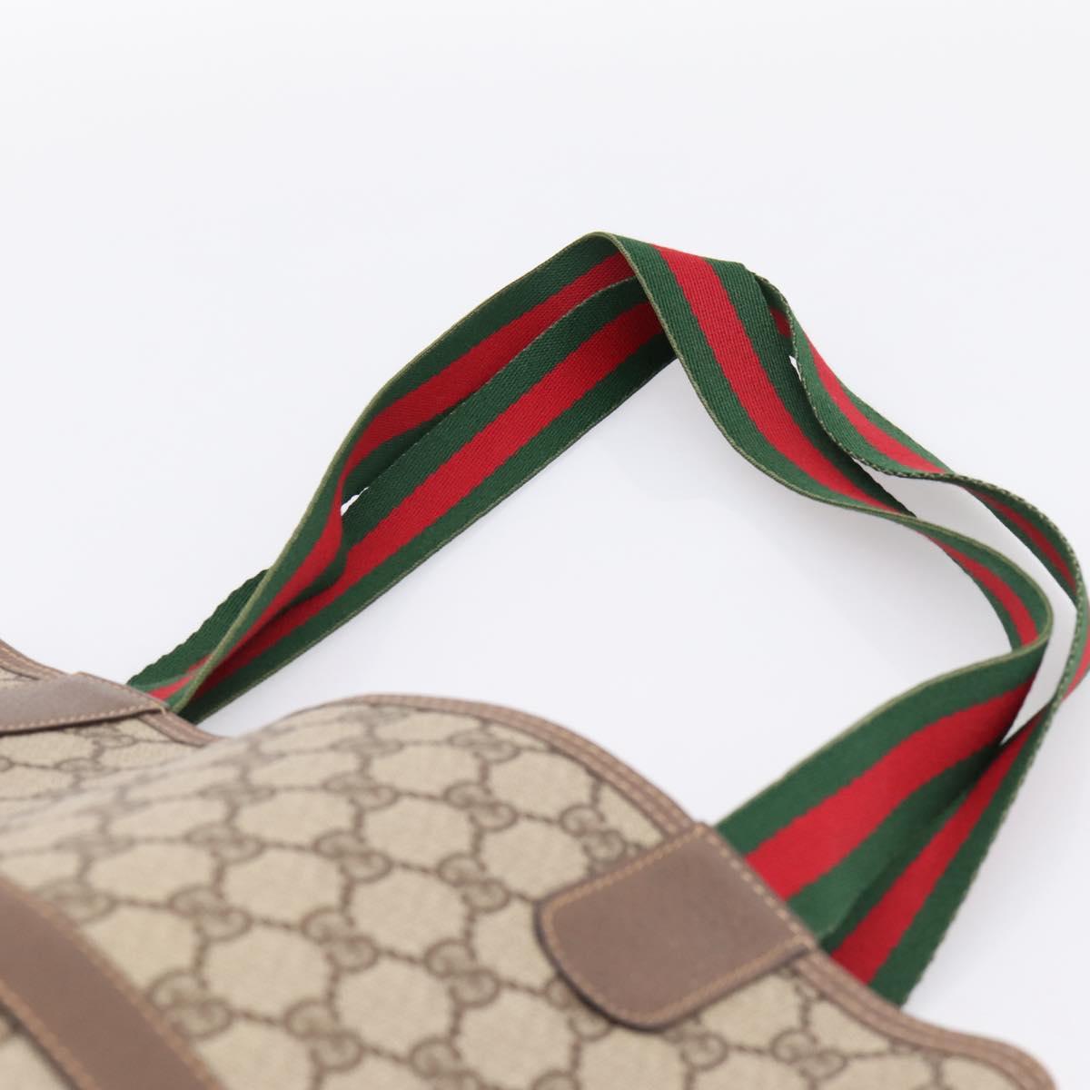 GUCCI GG Supreme Web Sherry Line Tote Bag PVC Beige Gold 002 58 6487 Auth 199161